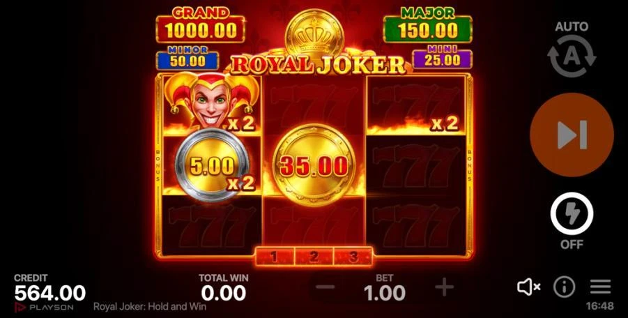 Joker-symbolen en een x2-vermenigvuldiger in het rode bonusspel